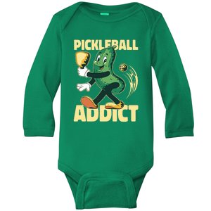 Funny Pickleball Addict Baby Long Sleeve Bodysuit