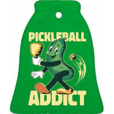 Funny Pickleball Addict Ceramic Bell Ornament