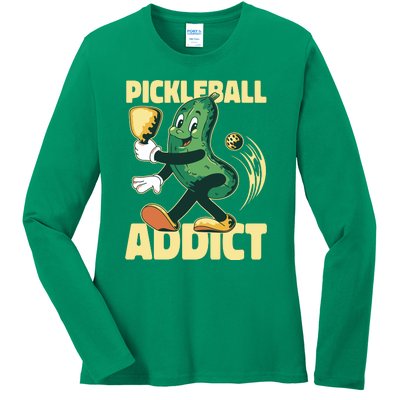 Funny Pickleball Addict Ladies Long Sleeve Shirt