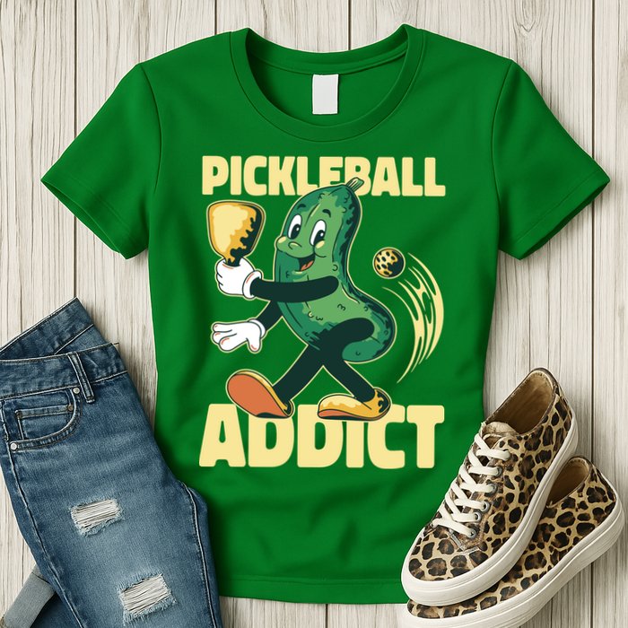 Funny Pickleball Addict Womens T-Shirt