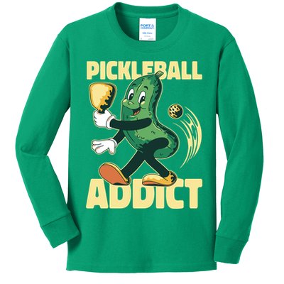 Funny Pickleball Addict Kids Long Sleeve Shirt