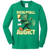 Funny Pickleball Addict Kids Long Sleeve Shirt