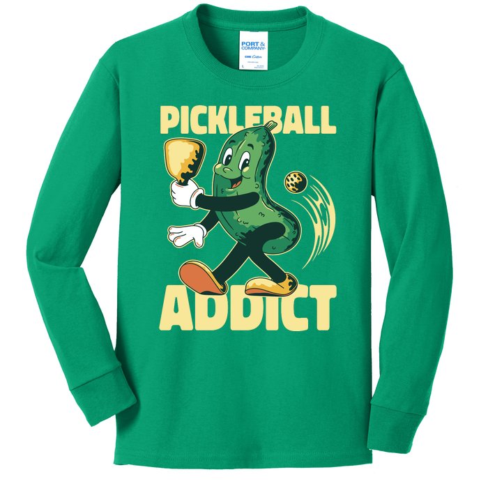 Funny Pickleball Addict Kids Long Sleeve Shirt