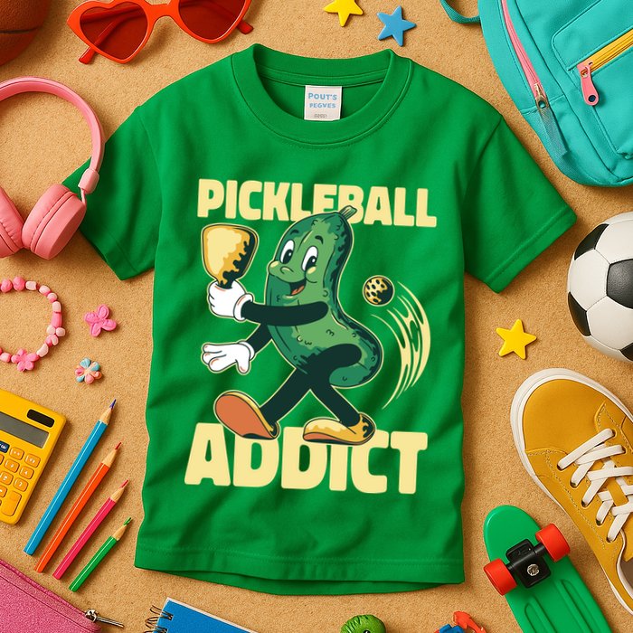 Funny Pickleball Addict Kids T-Shirt