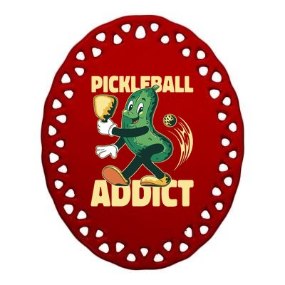 Funny Pickleball Addict Ceramic Oval Ornament