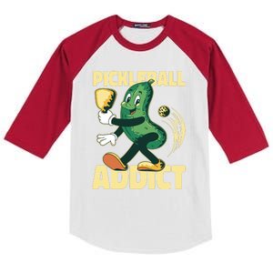 Funny Pickleball Addict Kids Colorblock Raglan Jersey