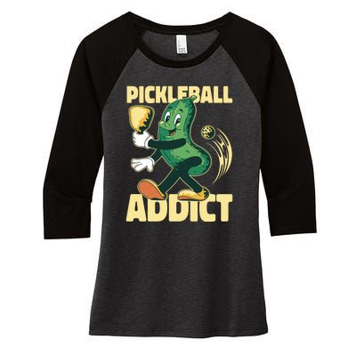 Funny Pickleball Addict Women's Tri-Blend 3/4-Sleeve Raglan Shirt