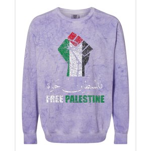 Free Palestine Arabic support Palestine and Gaza Jerusalem Colorblast Crewneck Sweatshirt