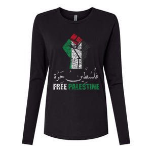 Free Palestine Arabic support Palestine and Gaza Jerusalem Womens Cotton Relaxed Long Sleeve T-Shirt