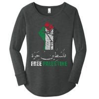 Free Palestine Arabic support Palestine and Gaza Jerusalem Women's Perfect Tri Tunic Long Sleeve Shirt