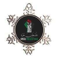 Free Palestine Arabic support Palestine and Gaza Jerusalem Metallic Star Ornament