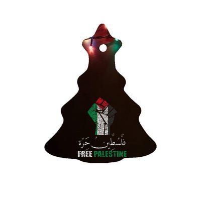 Free Palestine Arabic support Palestine and Gaza Jerusalem Ceramic Tree Ornament