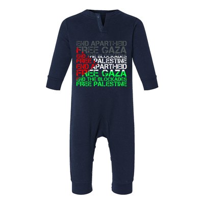 Free Palestine Arabic Palestine Gaza Jerusalem Support Flag Infant Fleece One Piece