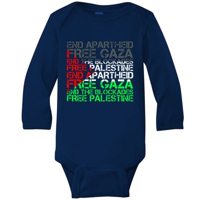 Free Palestine Arabic Palestine Gaza Jerusalem Support Flag Baby Long Sleeve Bodysuit