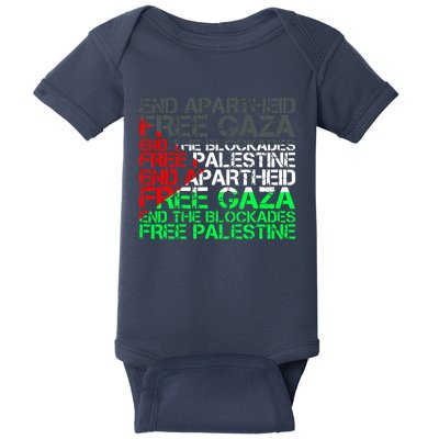 Free Palestine Arabic Palestine Gaza Jerusalem Support Flag Baby Bodysuit