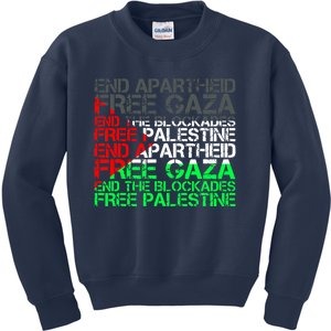 Free Palestine Arabic Palestine Gaza Jerusalem Support Flag Kids Sweatshirt