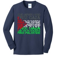 Free Palestine Arabic Palestine Gaza Jerusalem Support Flag Kids Long Sleeve Shirt