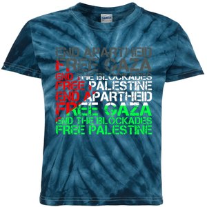 Free Palestine Arabic Palestine Gaza Jerusalem Support Flag Kids Tie-Dye T-Shirt