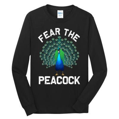 Funny Peacock Art For  Colorful Peacock Bird Lover Tall Long Sleeve T-Shirt