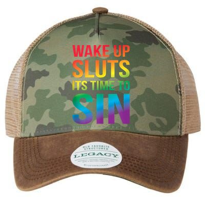 Funny Pride Adult Wake Up Sluts ItS Time To Sin Lgbtq Legacy Tie Dye Trucker Hat