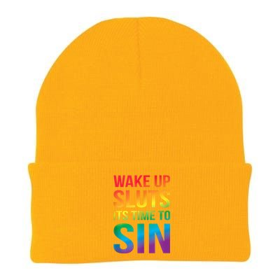 Funny Pride Adult Wake Up Sluts ItS Time To Sin Lgbtq Knit Cap Winter Beanie