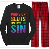 Funny Pride Adult Wake Up Sluts ItS Time To Sin Lgbtq Long Sleeve Pajama Set