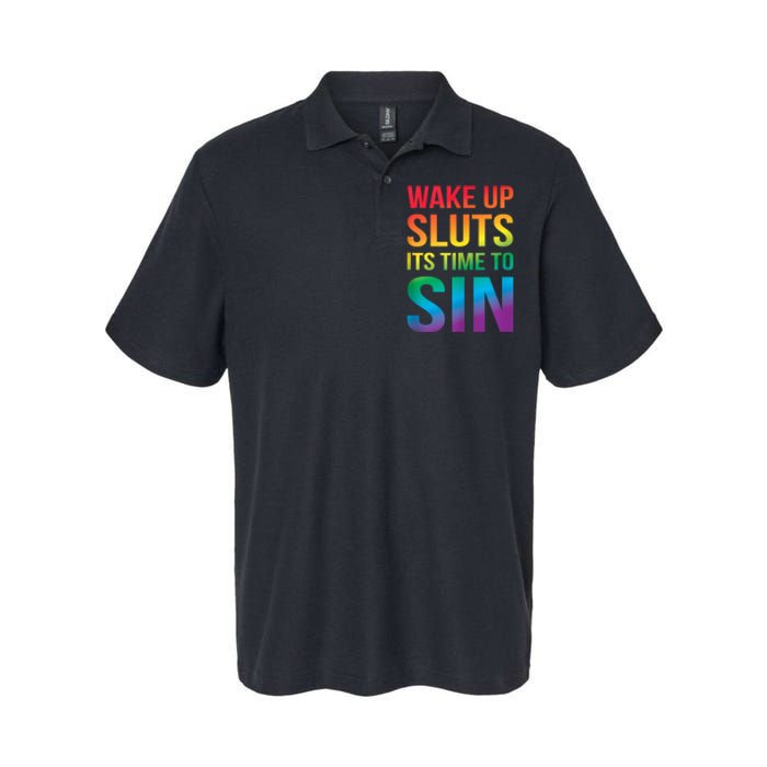 Funny Pride Adult Wake Up Sluts ItS Time To Sin Lgbtq Softstyle Adult Sport Polo