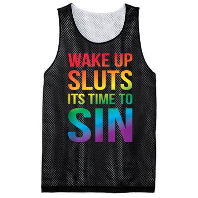 Funny Pride Adult Wake Up Sluts ItS Time To Sin Lgbtq Mesh Reversible Basketball Jersey Tank