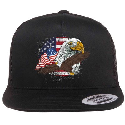 Freedom Patriotic American Bald Eagle Us Flag Pride Eagle Funny Gift Flatbill Hat