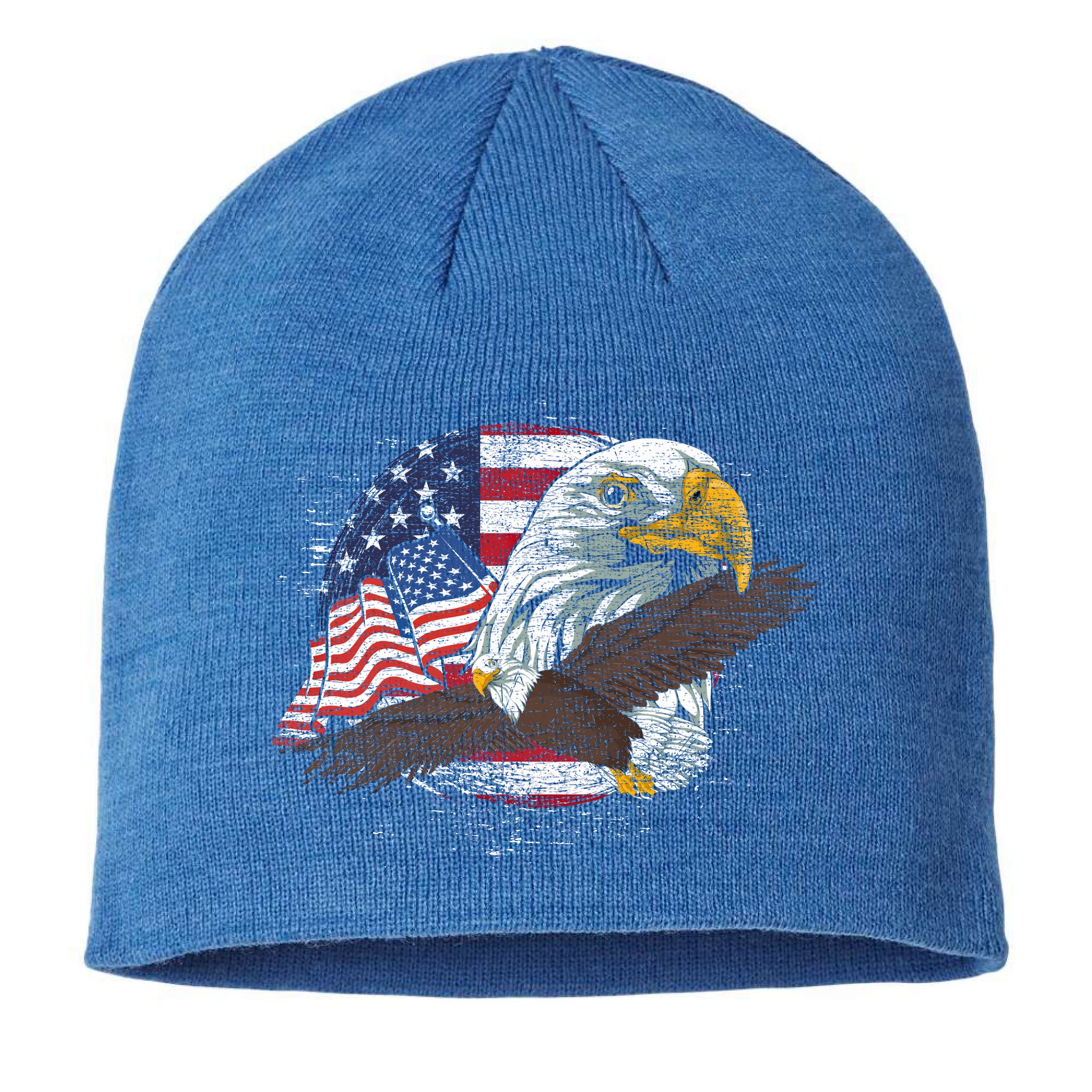 Freedom Patriotic American Bald Eagle Us Flag Pride Eagle Funny Gift Sustainable Beanie