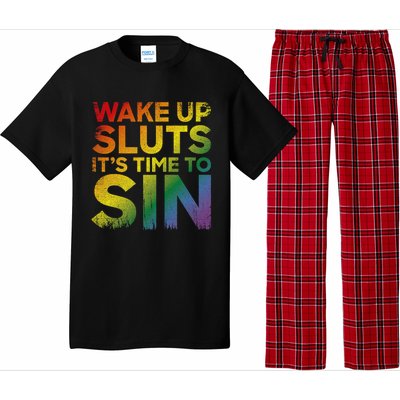 Funny Pride Adult Wake Up Sluts ItS Time To Sin Lgbtq Pajama Set