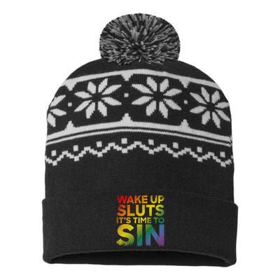 Funny Pride Adult Wake Up Sluts ItS Time To Sin Lgbtq USA-Made Snowflake Beanie