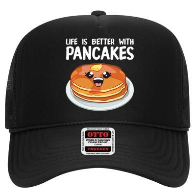 Funny Pancakes Art Brunch Breakfast Pancake Maker High Crown Mesh Back Trucker Hat