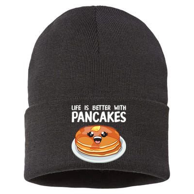 Funny Pancakes Art Brunch Breakfast Pancake Maker Sustainable Knit Beanie