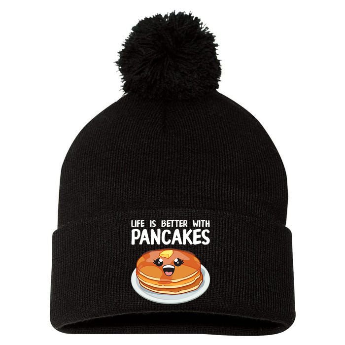 Funny Pancakes Art Brunch Breakfast Pancake Maker Pom Pom 12in Knit Beanie