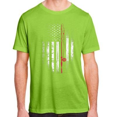 Fishing Pole American Flag Patriotic Outdoorsman Adult ChromaSoft Performance T-Shirt