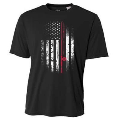 Fishing Pole American Flag Patriotic Outdoorsman Cooling Performance Crew T-Shirt