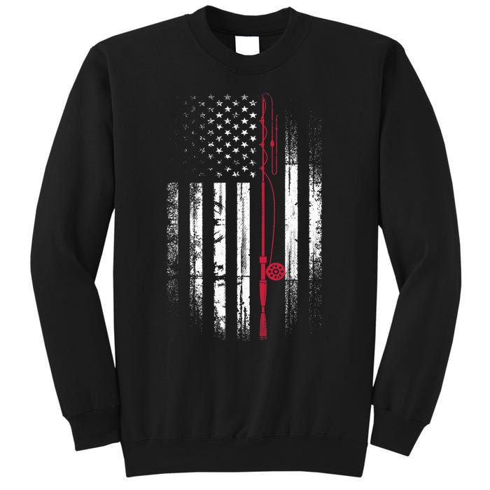 Fishing Pole American Flag Patriotic Outdoorsman Sweatshirt