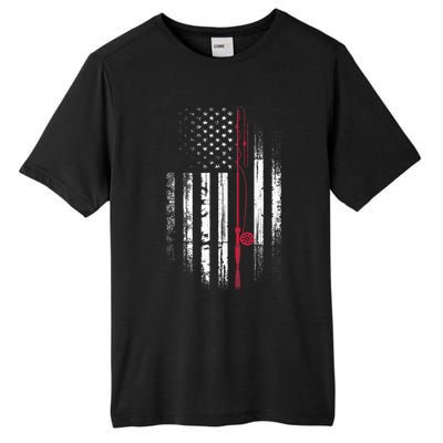 Fishing Pole American Flag Patriotic Outdoorsman Tall Fusion ChromaSoft Performance T-Shirt