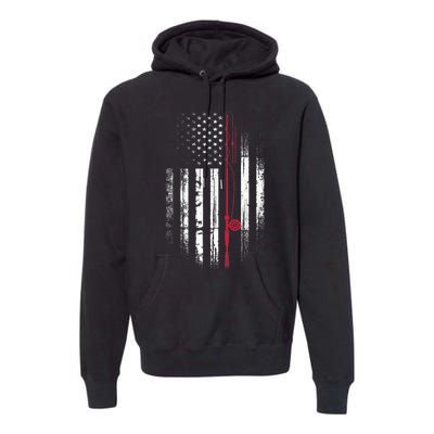 Fishing Pole American Flag Patriotic Outdoorsman Premium Hoodie