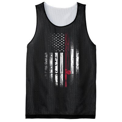 Fishing Pole American Flag Patriotic Outdoorsman Mesh Reversible Basketball Jersey Tank