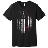 Fishing Pole American Flag Patriotic Outdoorsman Premium T-Shirt