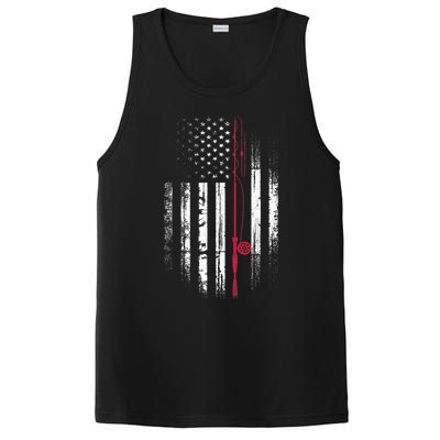 Fishing Pole American Flag Patriotic Outdoorsman PosiCharge Competitor Tank