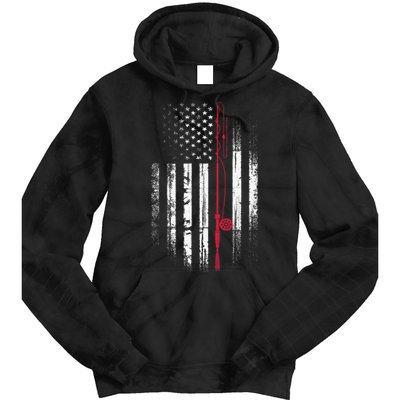 Fishing Pole American Flag Patriotic Outdoorsman Tie Dye Hoodie