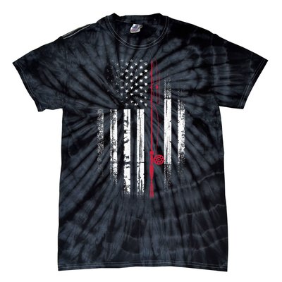 Fishing Pole American Flag Patriotic Outdoorsman Tie-Dye T-Shirt