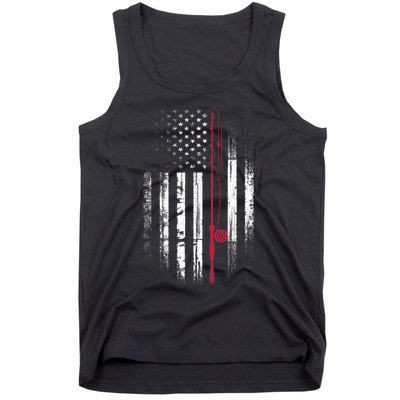 Fishing Pole American Flag Patriotic Outdoorsman Tank Top