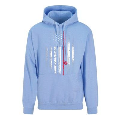 Fishing Pole American Flag Patriotic Outdoorsman Unisex Surf Hoodie