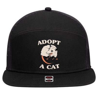 Funny Possum Adopt A Cat Cute Opossums Team Trash Vibes 7 Panel Mesh Trucker Snapback Hat