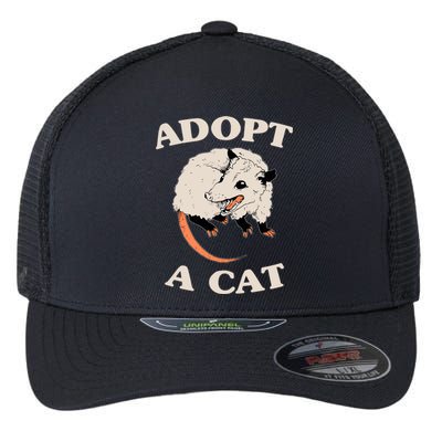 Funny Possum Adopt A Cat Cute Opossums Team Trash Vibes Flexfit Unipanel Trucker Cap