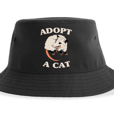 Funny Possum Adopt A Cat Cute Opossums Team Trash Vibes Sustainable Bucket Hat